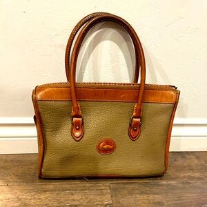Dooney & Bourke Vintage All Weather Leather Zip Classic Satchel Bone British Tan
